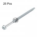 Uxcell 14 X 5 Self Drilling Screws With Rubber Washer 25pcs Zinc Plated Steel Roofing Hex Head Tapping Epdm For Metal To