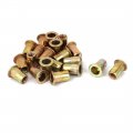 1 4 Inches-20 Flat Head Rivet Nut Insert Nutsert Gold Tone 20pcs 