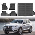 X3 Floor Mats Car For Bmw 2011-2017 All Weather Full Set Cargo Liner With Backrest Mat Accessories Heavy Duty Waterproof Black 