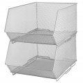 Ybm Home Mesh Stacking Bin Storage Containers For Kitchen Pantry Cabinet And Shelves Metal Wire Basket Rack Fruits Veggies 