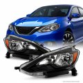 Akkon Fits 2016-2019 Nissan Sentra Oe Factory Style Halogen Headlights Black Bezel Replacement Pair 