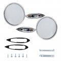 Round Bowtie Outside Rearview Mirrors Ribbed Base For 1963 1964 Chevy Impala 1965 Corvair Ii And Biscayne Chrome Finish Set