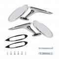 Round Bowtie Outside Rearview Mirrors Ribbed Base For 1963 1964 Chevy Impala 1965 Corvair Ii And Biscayne Chrome Finish Set