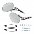 Round Bowtie Outside Rearview Mirrors Ribbed Base For 1963-1964 Chevy Impala 1963-1965 Corvair Ii Biscayne