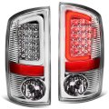 Auto Dynasty Compatible With Dodge Ram Pickup 3rd Gen Pair Of 3d White Led Bar Chrome Housing Clear Lens Brake Tail Lights
