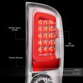 Auto Dynasty Compatible With Dodge Ram Pickup 3rd Gen Pair Of 3d White Led Bar Chrome Housing Clear Lens Brake Tail Lights