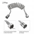 Uxcell 2pcs Spring Flexible Shower Hose 1 5meter 59inch Telescopic With Stainless Steel Interface Nut For Toilet Faucet Grey