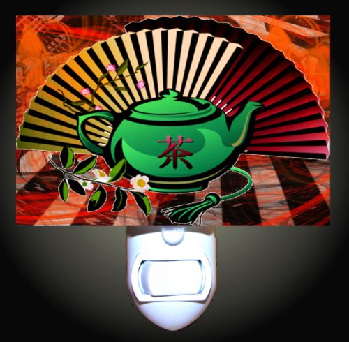Asian Fan And Teapot Decorative Night Light