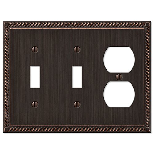 Amerelle 54ttdvb Georgian Aged Bronze Cast 2 Toggle 1 Duplex Wallplate