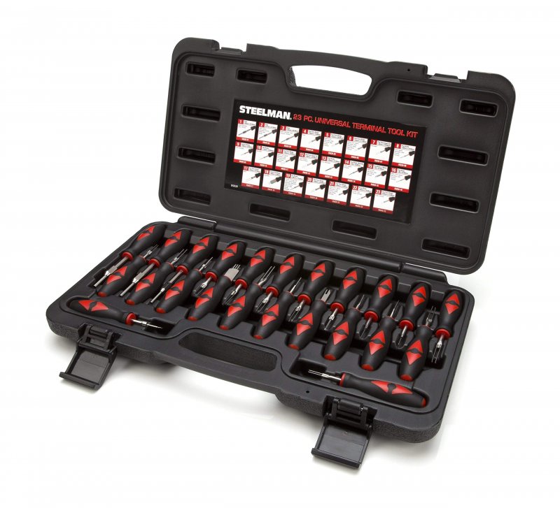 Steelman 23-piece Universal Terminal Tool Kit For Auto Technicians Safely Remove Wires From Block Without Damage Variety Of