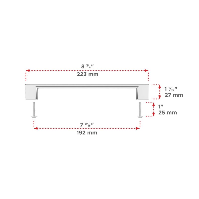 Richelieu Hardware Bp8160192140 Armadale Collection 7 9 16 In 192 Mm Center Chrome Contemporary Cabinet Pull