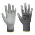 Dulfine Safety Work Gloves Pu Coated-12 Pairs Grey Seamless Knit Glove With Polyurethane Coated Smooth Grip On Palm Fingers For 