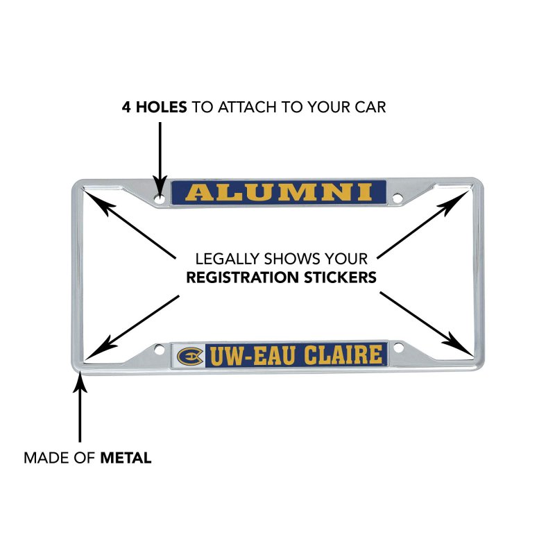 University Of Wisconsin Eau Claire Blue Golds License Plate Frame Officially Licensed Metal Car Tag Holder Standard Size 6 25 X