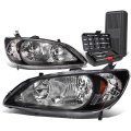 Oe Style Black Housing Amber Corner Headlight Lamps Tool Kit Compatible With Honda Civic Sedan Coupe 04-05