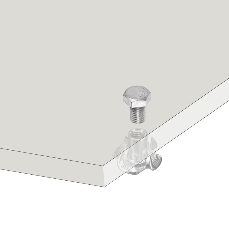 5 16 In 18 T Nut 50pcs 304 Stainless Steel 4 Pronged Tee Nuts For Furniture Woodwork Cabinetry Threaded Insertion