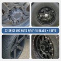 Jdmspeed New 32pc Black Solid Spike Lug Nuts 9 16-18 Replacement For Dodge Ram 2500 3500 Ford F250 F350