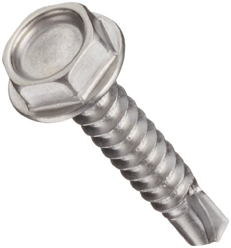 Stainless Steel Sheet Metal Screw Plain Finish Hex Head External Drive Self-drilling Point 1 2 Length 8-18 Threads Pack Of 100