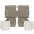 6pcs Driver Passenger Side Bottom Top Lean Back Leather Seat Covers Both Foam Beigetan For Ford F-150 Lariat Xl Xlt Stx 2005 
