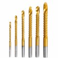 Titanium Coated Hss Twist Drill Bit Set 6 Piece Serrated Side Cutting Bits 3 To 8mm For Wood Plastic Aluminum And Thin Metal 