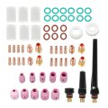 63 Piece Professional Tig Welding Torch Kit For Wp 17 18 And 26 Gas Lens Alumina Nozzles Glass Cups Copper Collets Stubby Back