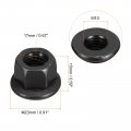 Uxcell M10 Flange Hex Nuts 2pcs Grade 12 9 Carbon Steel Black Oxide Finished For Machinery