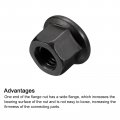 Uxcell M10 Flange Hex Nuts 2pcs Grade 12 9 Carbon Steel Black Oxide Finished For Machinery