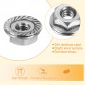 8-32 Serrated Flange Hex Lock Nuts 25pcs 304 Stainless Steel Non-slip Hexagon Nut Full Thread Bright Finish Silver
