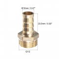 Uxcell Brass Hose Barb Fitting Straight 12mm X G1 Male Thread Pipe Connector With Stainless Steel Clamp Pack Of 2