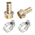 Uxcell Brass Hose Barb Fitting Straight 12mm X G1 Male Thread Pipe Connector With Stainless Steel Clamp Pack Of 2