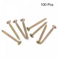 M4 X 40mm Wood Screws Phillips Flat Head Carbon Steel Color Zinc Plated Self Tapping 100pcs
