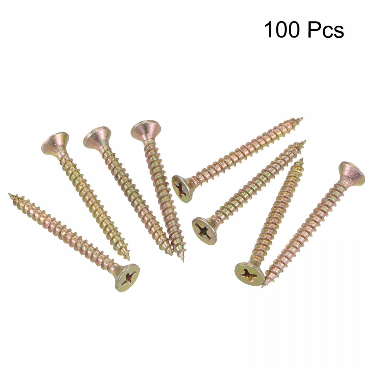 M4 X 40mm Wood Screws Phillips Flat Head Carbon Steel Color Zinc Plated Self Tapping 100pcs