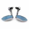 Polygon Shape Mirrors With Light Blue Glasses Universal Fit For Any 7 8 Or 1 Diameter Handlefit Suzuki Kawasaki Yamaha Harley