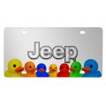 Jeep 3d Logo Silver License Plate Rubber Ducks Graphic Shiny Aluminum And Acrylic Universal Fit For Car Suv Truck 12 In X 6