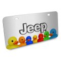 Jeep 3d Logo Silver License Plate Rubber Ducks Graphic Shiny Aluminum And Acrylic Universal Fit For Car Suv Truck 12 In X 6