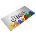 Jeep 3d Logo Silver License Plate Rubber Ducks Graphic Shiny Aluminum And Acrylic Universal Fit For Car Suv Truck 12 In X 6