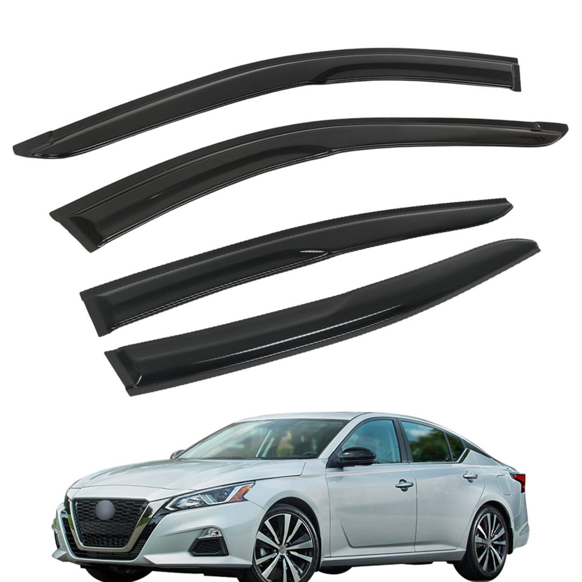 Window Visors Shade Sun Rain Wind Guards 4 Pieces Black Acrylic Replacement For Nissan Altima 2019-2023