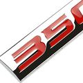 Chrome Finish Metal Emblem 350 Badge Red Letter