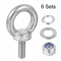 Uxcell Lifting Eye Bolt M5 X 12 5mm Male Thread With Hex Screw Nut Gasket Flat Washer For Hanging Securing Chain Wire Rope 304