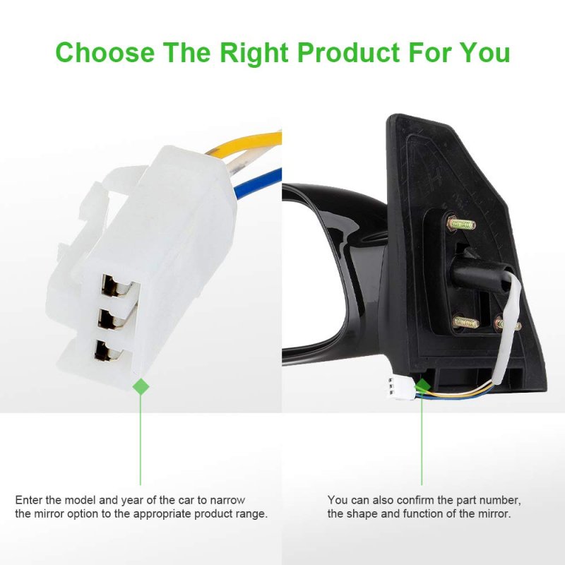 Power Door Mirror For 2003 2008 Toyota Corolla Driver Side Non Folding And Heated Polished Finish Abs Material Mount Front