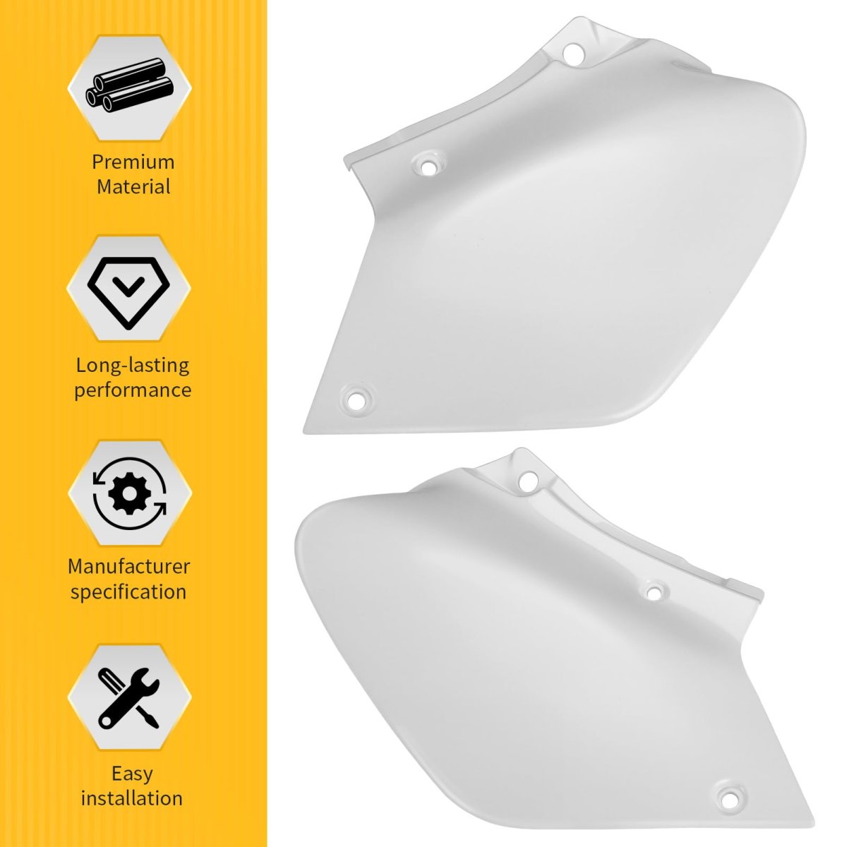 Left Right Side Panels White For Honda Xr250r Xr400r 1996-2004 83510-kcz-000za 83610-kcz-000za