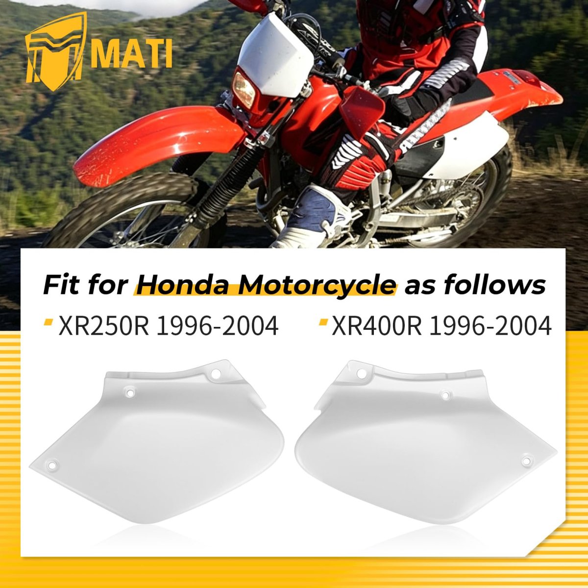 Left Right Side Panels White For Honda Xr250r Xr400r 1996-2004 83510-kcz-000za 83610-kcz-000za