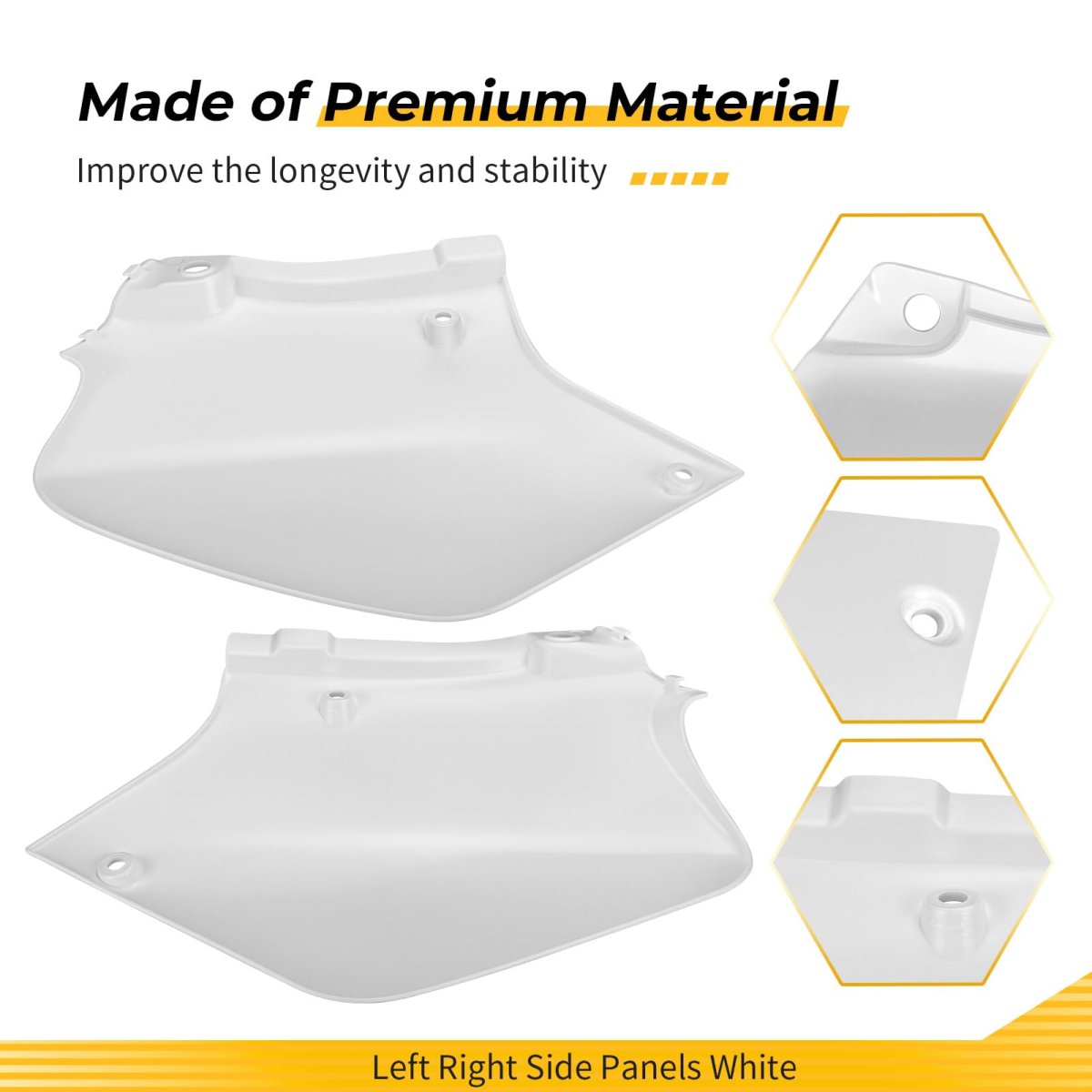 Left Right Side Panels White For Honda Xr250r Xr400r 1996-2004 83510-kcz-000za 83610-kcz-000za