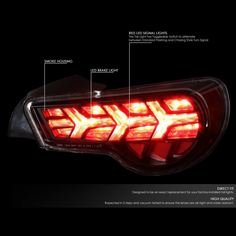 Auto Dynasty 2pcs Led Arrow Sequential Rear Tail Lights Brake Lamps For Toyota 86 Subaru Brz Scion Fr-s 13-21 Driver And