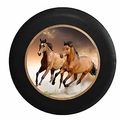Galloping Brown And Tan Horses Spare Tire Cover For Suv Camper Rv Black 35 In 