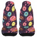 Teery-yy Cute Sweet Donuts Pattern Car Seat Covers 2 Pcs Front Protector Cover Cushion Auto Decor Universal Fit Most Vehicle 