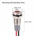 Uxcell Signal Indicator Lights Ac Dc 12v-24v 8mm Panel Mount Red Led Waterproof Metal Shell Warning Lamps For Car Motorcycles