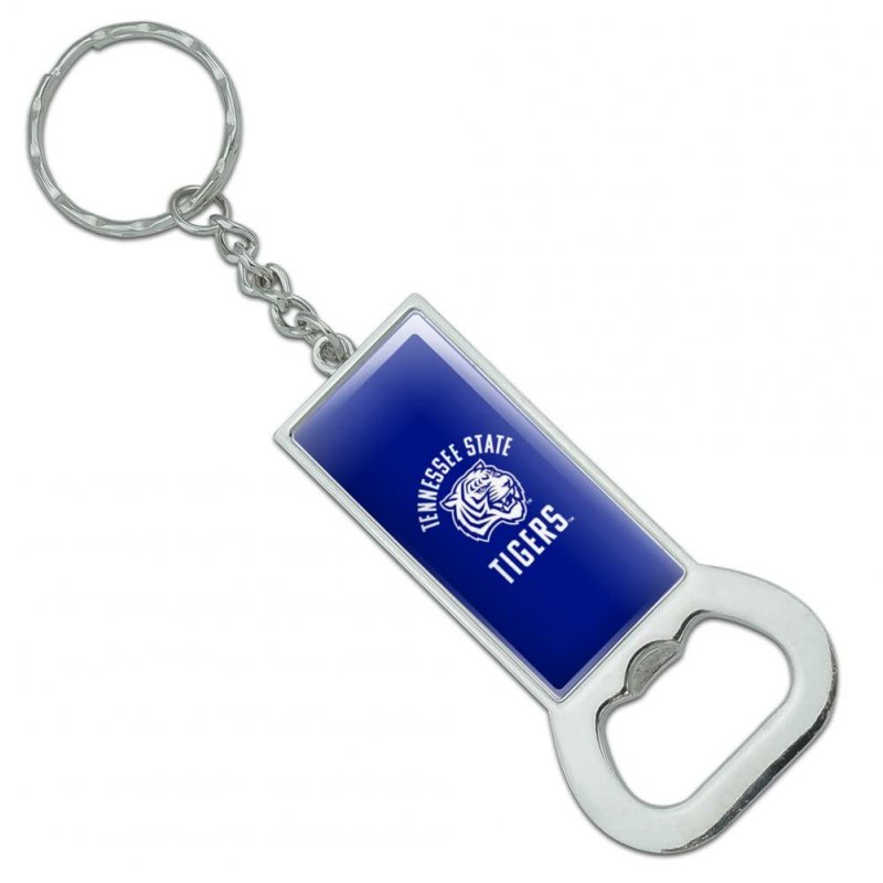 Graphics More Tennessee State University Tigers Logo Keychain Rectangle Chrome Plated Metal Bottle Cap Opener