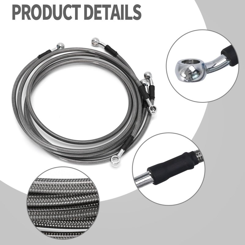 3 Pieces Set Atv Stainless Steel Brake Lines Front Rear Braided Replacement For Yamaha Banshee 350