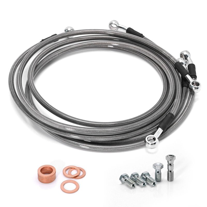 3 Pieces Set Atv Stainless Steel Brake Lines Front Rear Braided Replacement For Yamaha Banshee 350