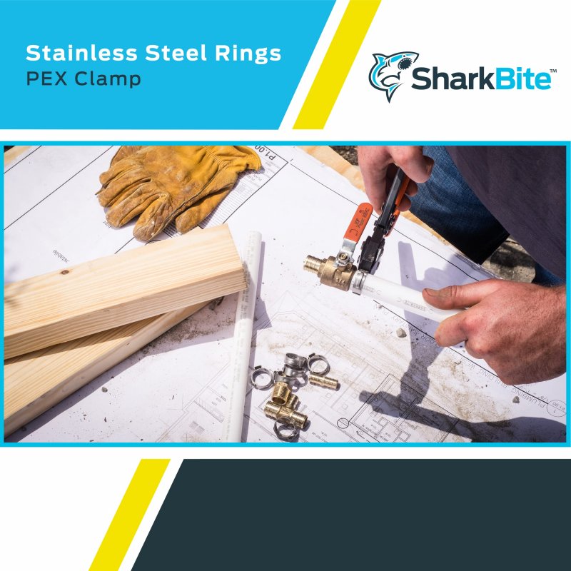 Sharkbite 1 2 Inch Clamp Ring Pack Of 100 Stainless Steel Plumbing Fitting Pex Pipe Pe-rt Uc953cp100